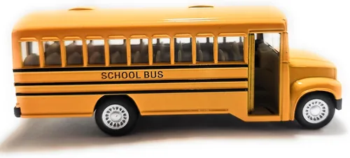 Vista 5 de KiNSMART KiNSFUN Autobús escolar amarillo de 5 pulgadas modelo de metal fundido a presión coche de juguete