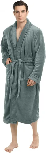 Vista 12 de NY Threads - Bata de baño de lujo en polar suave para hombre, bata de spa para hombre Negro