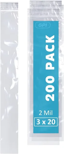 Vista 63 de Bolsas con cremallera de 2 x 8 pulgadas de largo, paquete de 100 bolsas de plástico transparente con cierre con cremallera, 2 mil de grosor, bolsas