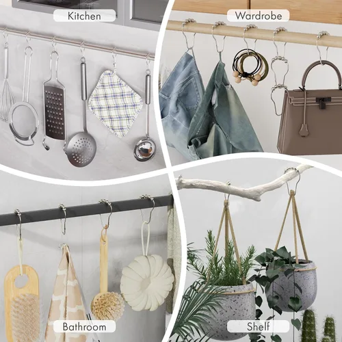 Vista 51 de Amazer - Juego de 12 ganchos decorativos para cortina de ducha de acero inoxidable para barras de cortinas de baño, blanco acrílico