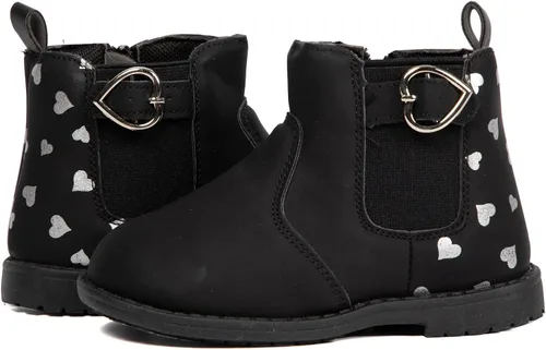 Vista 5 de CHERRY POPO Botas de piel para niñas, botines cortos de moda para niños pequeños, zapatos clásicos con cremallera lateral