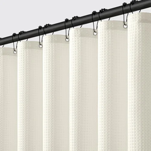 Vista 7 de MIULEE - Cortina de ducha extralarga con textura de gofre de 84 pulgadas con 12 ganchos de metal, moderna, lavable, de 260GSM, tela resistente e