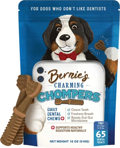Vista 13 de Bernie's Charming Chompers - Mordeduras dentales diarias para perros - Limpia los dientes, refresca el aliento y mejora el microbioma