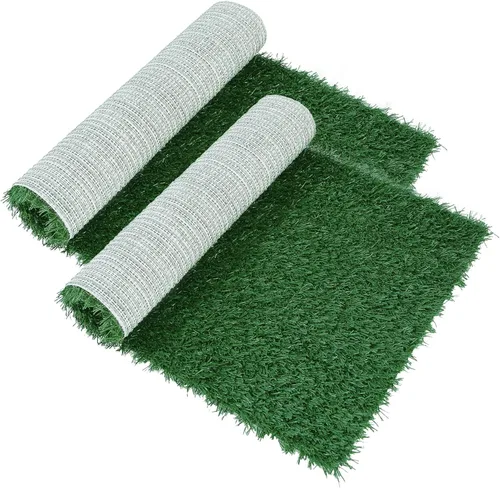 Vista 7 de GLOBREEN Alfombrilla de pasto artificial para cachorros para entrenamiento de orinal de perros, 18 x 14 pulgadas, 2 unidades, reutilizable, alto
