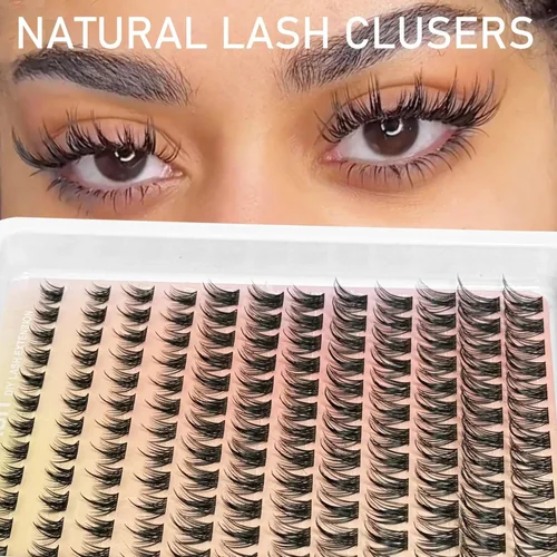 Vista 5 de Lash Clusters Manga Eyelash Clusters Wispy Spiky Cluster Eyelash Natural Look Extensions Individual 144pcs 8-16mm Fairy Lashes Volume Anime Lash