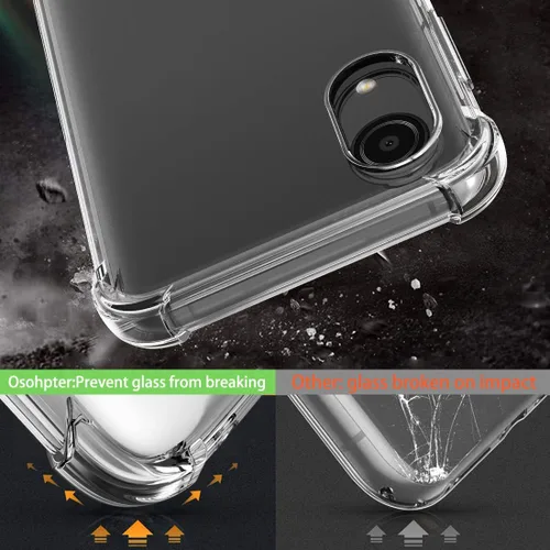 Vista 3 de Osophter Funda para Galaxy A03 Core con 2 protectores de pantalla transparente esquinas reforzadas TPU absorción de golpes flexible para Samsung