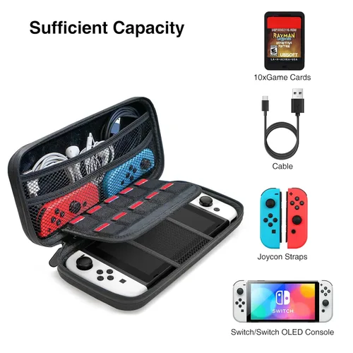 Vista 4 de HEIYING Switch Carry Case for Nintendo Switch and Switch OLED Console,Portable Carrying Storage Case with Game Card & Console & Accessories Storage