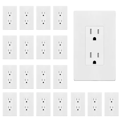 Vista 29 de ENERLITES, Silver Elite Series - Toma de corriente decorativa para niños, resistente a manipulaciones, autoconectable, 2 polos, grado residencial
