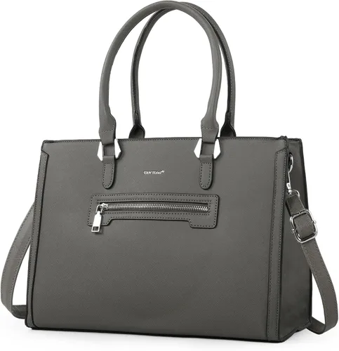 Vista 8 de TANTOMI Structured Satchel Purses for Women, Medium Vegan Leather Top Handle Handbag with Pockets, Classy Work Bag for Ladies