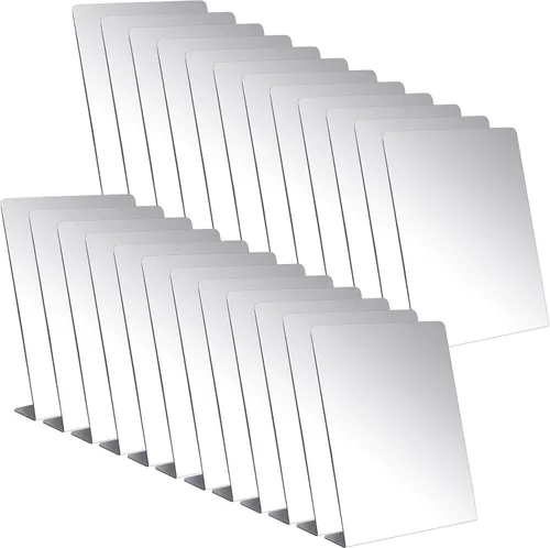 Vista 10 de Amyhill 2 piezas de espejo de mostrador independiente de autorretrato de una sola cara, acrílico de escritorio de cristal para mesa, dormitorio