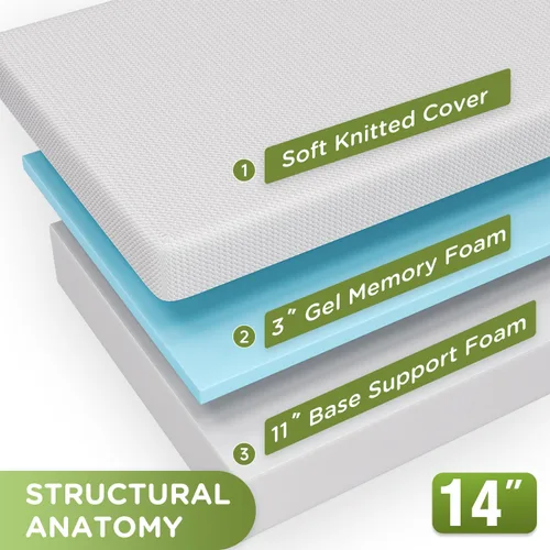 Vista 84 de PayLessHere Colchón matrimonial de espuma viscoelástica de gel de 12 pulgadas con tela suave transpirable y lavable, funda con cremallera, colchón