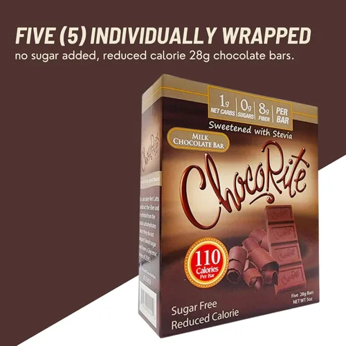 Vista 5 de CHOCORITE Chocolate sólido sin azúcar – Cinco barras de 1 onza – cinco sabores para elegir (caja de chocolate con leche de 5 barras de 1 onza)