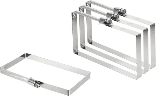 Vista 14 de uxcell 2 abrazaderas de manguera rectangulares de acero inoxidable 304, ajustables de 2 x 2 pulgadas, abrazaderas de tubo de conducto de engranaje