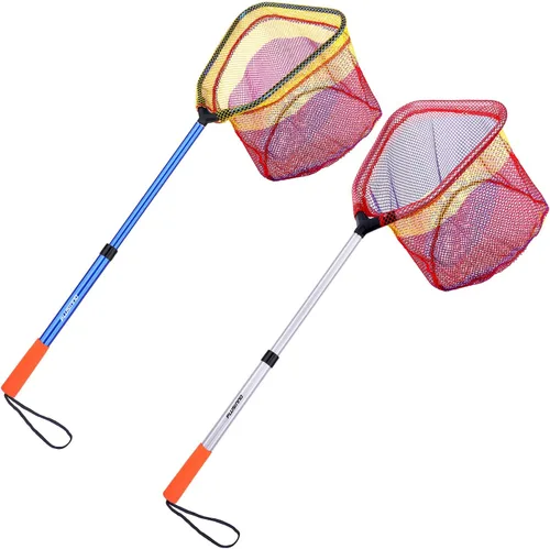 Vista 11 de PLUSINNO Red de pesca para niños, red telescópica ligera con mango de poste de aluminio y malla de nailon, red de mariposa de captura y liberación