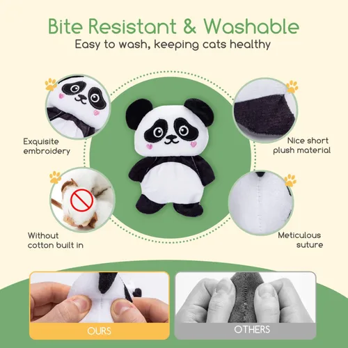 Vista 4 de Nobleza Juguetes de hierba gatera, 5 juguetes masticables para gatos de interior, lindas formas de animales, juguetes de dentición con papel