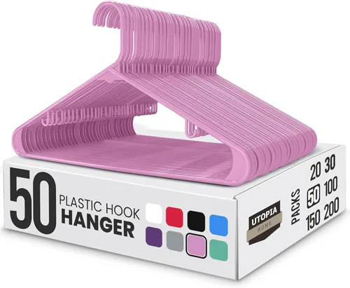 Vista 23 de Perchas de plástico Utopia Home, paquete de 50 - Percha para ropa con ganchos - Duradera y ahorradora de espacio (Agua)