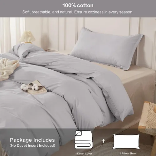 Vista 224 de SAPHREAS Juego de funda de edredón de algodón, tamaño King, a cuadros color gris oscuro y gris, geométrico, 3 piezas, 1 funda de edredón y 2 fundas