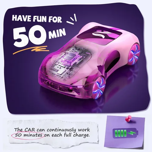 Vista 4 de AEROQUEST Auto de Control Remoto con Detección de Gestos, Auto de Acrobacias RC Drift con Luz, Rociado y Sonido, Juguete de Autos RC de Pasatiempo