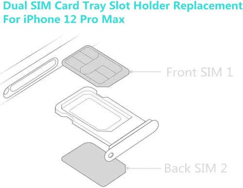 Vista 5 de Soporte de ranura para tarjeta SIM dual para iPhone 12 Pro Max de repuesto para iPhone 12 Pro Max Nano Dual SIM bandeja para tarjetas con anillo