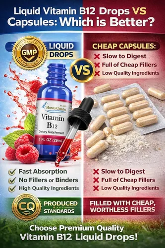 Vista 5 de HoneyCombs Gotas líquidas de vitamina B12 – Suplemento de vitamina B12 para energía, metabolismo, enfoque cerebral y apoyo nervioso – Gotas líquidas