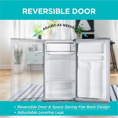 Vista 5 de BLACK+DECKER Refrigerador compacto de 3.2 pies cúbicos, refrigerador pequeño ENERGY STAR, mini refrigerador de una sola puerta con compartimento