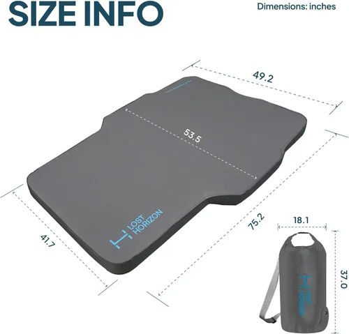 Vista 6 de LOSTHORIZON Colchón de aire para cama de camión con espuma, almohadilla de dormir autoinflable para Tacoma de 5 pies con saco de bomba, 4.5 pulgadas