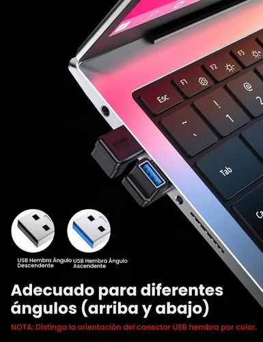 Vista 3 de MOGOOD Adaptador USB A 3.2 de ángulo recto de 90 grados, paquete de 2 Negro