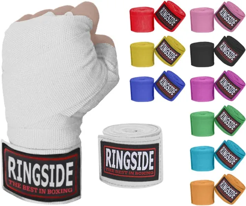 Vista 7 de Ringside Mexican Style Boxing Hand Wraps (Pairs) - 180" Semi-Elastic Cotton Blend Wrist Support with Thumb Loop for MMA, Muay Thai, Kickboxing