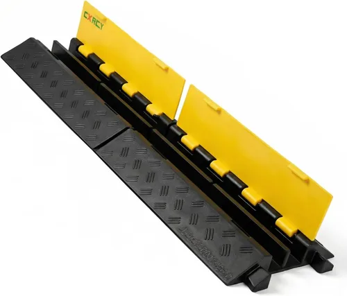 Vista 10 de CXRCY Paquete de 2 rampas protectoras de cable de goma de PVC de 3 canales, capacidad de 44000 libras, resistente a la velocidad, para manguera