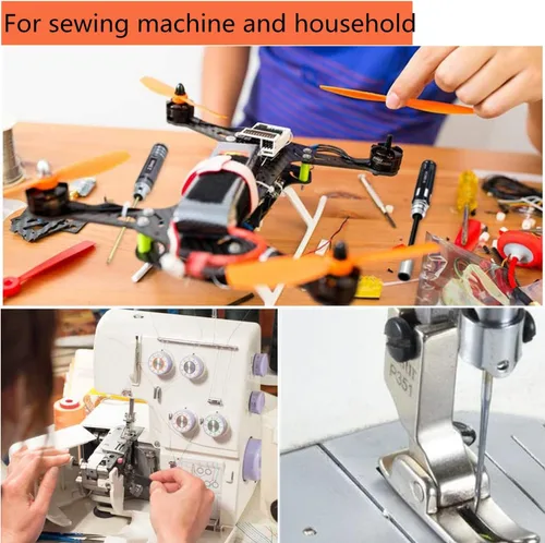 Vista 6 de Destornillador hexagonal de 0.059 in y 50 tornillos de abrazadera de aguja compatibles con máquina de coser industrial Overlock Juki Yamato Pegasus