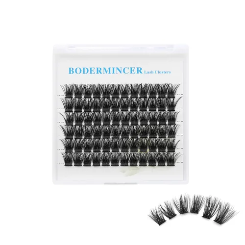 Vista 3 de Bodermincer 72 paquetes de racimos con pegamento de efecto 3D, extensiones de pestañas individuales, estilo natural (0.394 pulgadas)