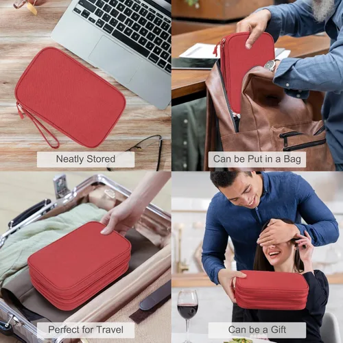 Vista 205 de FYY Organizador para accesorios electrónicos, para viajes, para cables, celular y cargadores, estuche portátil, impermeable, doble capa, bolsa