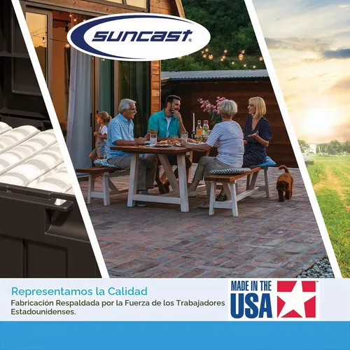 Vista 8 de Suncast Caja de almacenamiento para exteriores - Caja de cubierta de mimbre de resina Cyberspace de 73 galones con tapa con cierre, contenedor