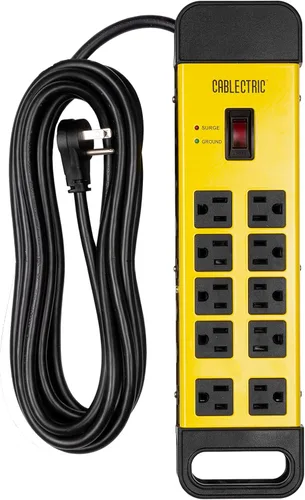 Vista 7 de Regleta protectora de sobretensiones de alta resistencia, 8 salidas con cable de extensión de 6 pies de largo, 14 AWG, regleta de alimentación