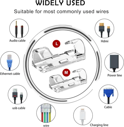Vista 2 de Soporte de alambre autoadhesivo (40 unidades), clips adhesivos para cables, clips de cable, soportes de cables, clips de organización de cables