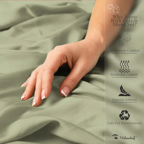 Vista 91 de URBANHUT Juego de sábanas de algodón egipcio de 1000 hilos tamaño completo, 4 piezas, suaves y transpirables, sábanas de hotel de lujo que se