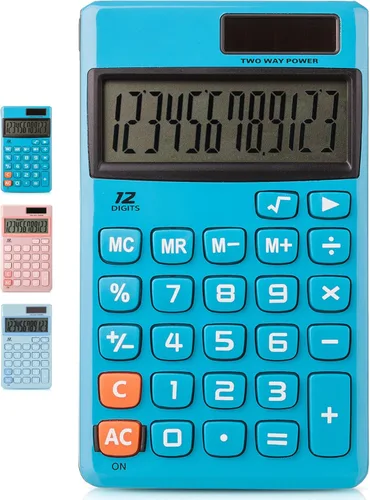 Vista 8 de Mr. Pen - Calculadora de función estándar, 12 dígitos, pequeña calculadora de bolsillo solar azul claro, portátil de oficina básica simple