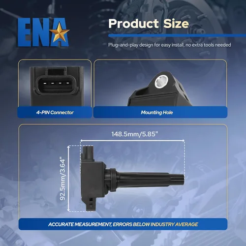 Vista 8 de ENA Paquete de bobinas de encendido UF656 compatible con Mazda 3 Sport 6 CX3 CX5 CX9 MX5 Miata 2012 2013 2014 2015 2016 2017 2018 2019 2020 2.0L