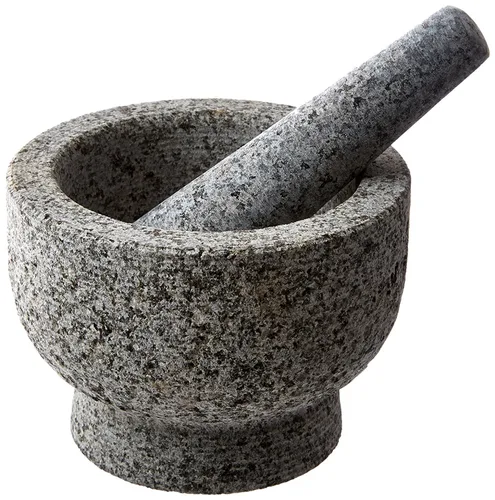 Kota Japan Juego de 2 tazas de mortero y mortero de piedra natural de granito pesado de 6 pulgadas y molinillo para especias, hierbas, condimentos,