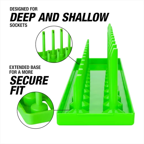 Vista 4 de OEMTOOLS 22206 Bandeja de enchufe SAE de 1/2 pulgada, bandeja de soportes de enchufes, organizador de enchufes SAE, organizador de enchufes de 1/2