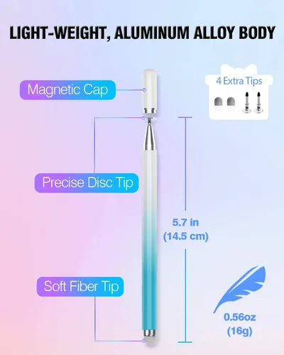 Vista 7 de Lápiz Stylus para Pantalla Táctil, 2 en 1 Lápices Stylus Compatibles con Todos los Dispositivos de Pantallas Táctiles, Tabletas, iPhone, iPad