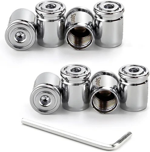 Vista 8 de Dickno 4 piezas tapas de vástago de válvula de neumático de coche con cierre, cubiertas antirrobo para vástago de válvula de rueda automática