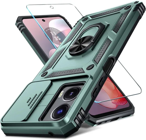 Vista 17 de Janmitta Compatible con Funda Moto G 5G 2024 con Cubierta Deslizante Integrada para Lente de Cámara + Protector de Pantalla + Soporte de Anillo