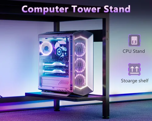 Vista 6 de Coleshome - Escritorio gaming en forma de L de 66 pulgadas, escritorio esquinero de computadora, mesa para computadora resistente para oficina