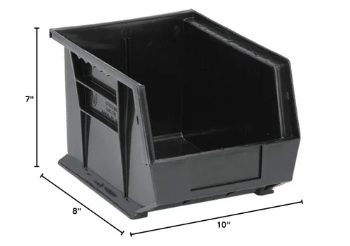 Vista 2 de Quantum QUS239 - Contenedor apilable de plástico, 10 x 8 x 7 pulgadas, color negro, conductor, caja de 6