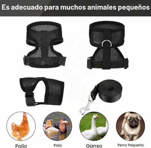 Vista 3 de BOAO Arnés de pollo ajustable de 3 piezas con correa y cinturón a juego