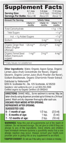 Vista 2 de Suplemento alimenticio infantil Wellements "Organic Gripe Water", 729609019656, 1, 1