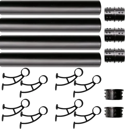 Vista 10 de Kit de riel de pie de montaje en barra sólida, tubo de acero inoxidable negro mate con conector interno, soporte de riel de pie de montaje en barra