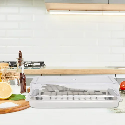 Vista 4 de Caja cortadora de mantequilla de acero inoxidable, recipiente para mantequilla con cubierta transparente, suministros de cocina