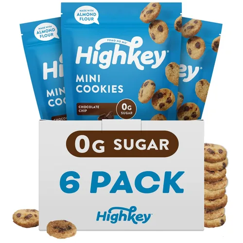 Vista 9 de Highkey Galletas con chispas de chocolate keto; paquete de 3 bocadillos bajos en carbohidratos; alimento keto; galletas altas en proteínas sin